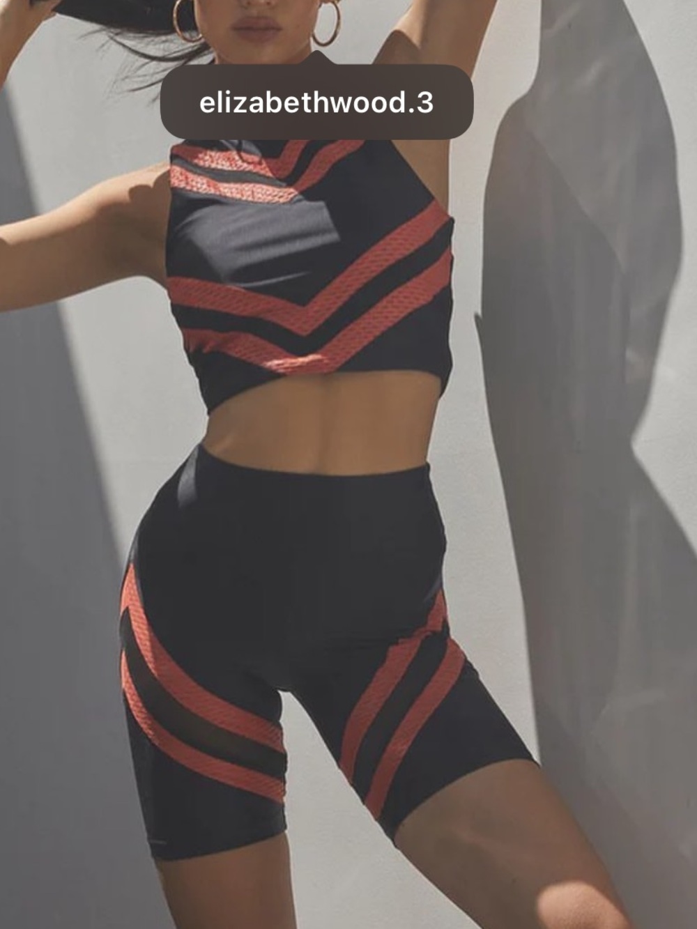 High-Waist Black & Coral Chevron Bike Shorts - Women's ActivewearNEW UNWORN